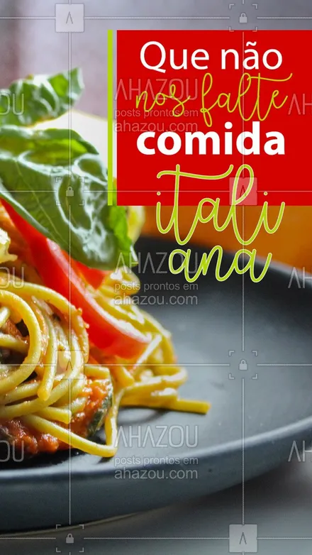 posts, legendas e frases de cozinha italiana para whatsapp, instagram e facebook: Esse é o nosso desejo de todos os dias! ??
#ComidaItaliana #Pasta #ahazoutaste #Massas  #italianfood