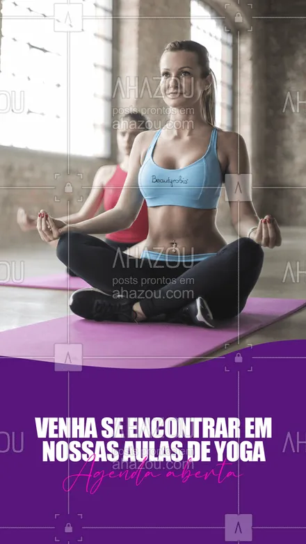posts, legendas e frases de yoga para whatsapp, instagram e facebook: O yoga trás benefícios para sua saúde mental e física. Não deixe de fazer aulas com a gente.
Você vai se sentir muito mais leve para encarar o dia a dia.
Estamos com a agenda aberta, se inscreva em nossas aulas.
#AhazouSaude #aulas #agendaaberta  #yogalife  #yoga 