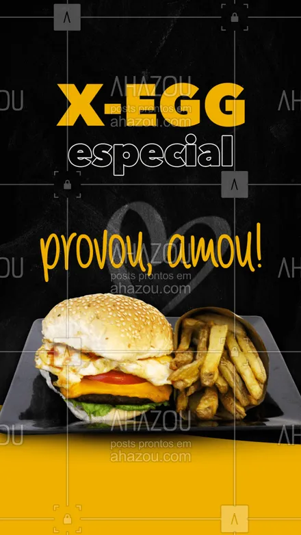 posts, legendas e frases de hamburguer para whatsapp, instagram e facebook: Prove o nosso X-egg especial, você vai amar esse sabor.   #ahazoutaste #x-egg  #burger #lanches 