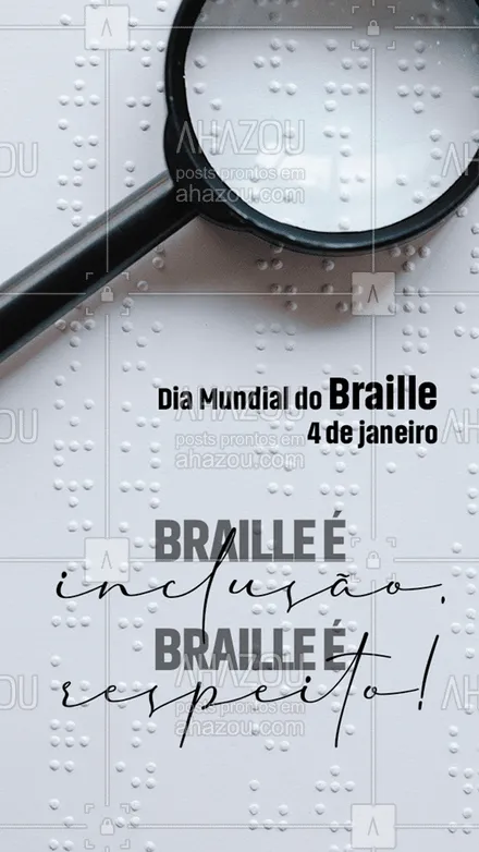 posts, legendas e frases de posts para todos para whatsapp, instagram e facebook: O braille é o que torna possível a inserção das pessoas com deficiência visual dentro do conhecimento. Feliz Dia Mundial do Braille!👨‍🦯💙 #diamundialdobraille #braille #deficiênciavisual #deficientesvisuais #ahazou #motivacional  