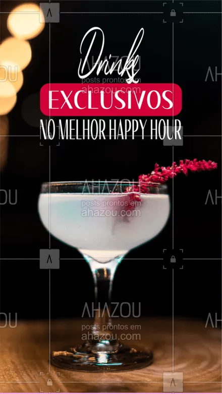 posts, legendas e frases de bares para whatsapp, instagram e facebook: Temos DRINKS exclusivos para você curtir o seu HAPPY HOUR em grande estilo! Venha experimentar. ?
#drinks #bares #ahazou #hapyhour 
