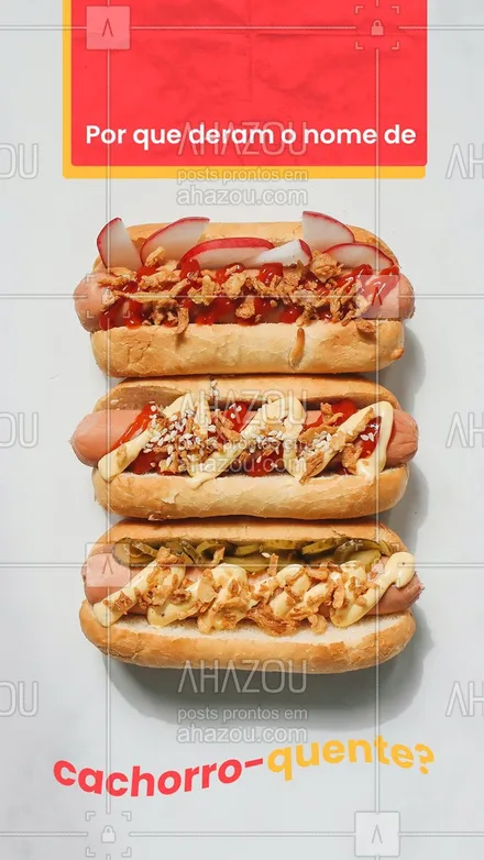 posts, legendas e frases de hot dog  para whatsapp, instagram e facebook: Charles Feltman, um imigrante alemão, levou a novidade para os Estados Unidos, por volta de 1880, e lá criou um sanduíche quente feito com pão, salsicha e molhos. ... Porém, como não entendida a palavra dachshund, escreveu na legenda: “Get your hot dogs” (Pegue seus cachorros quentes). E o nome pegou. ? #ahazoutaste  #hotdog #hotdoglovers #hotdoggourmet #cachorroquente #food