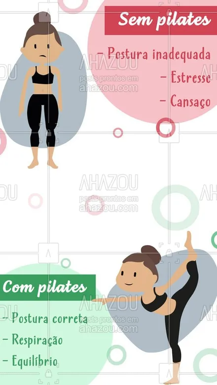 posts, legendas e frases de pilates para whatsapp, instagram e facebook: Faça Pilates e tenha mais qualidade de vida! #pilates #ahazou #pilatesbrasil #pilateslovers 