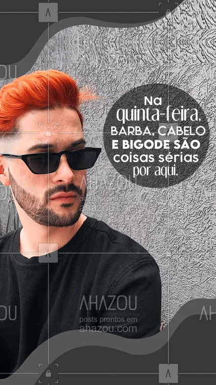 posts, legendas e frases de barbearia para whatsapp, instagram e facebook: Aproveite a quinta para garantir o TBT da semana que vem, agende seu horário! 😎
#AhazouBeauty #barba  #barbearia  #barbeiro  #barbeirosbrasil  #barberShop 