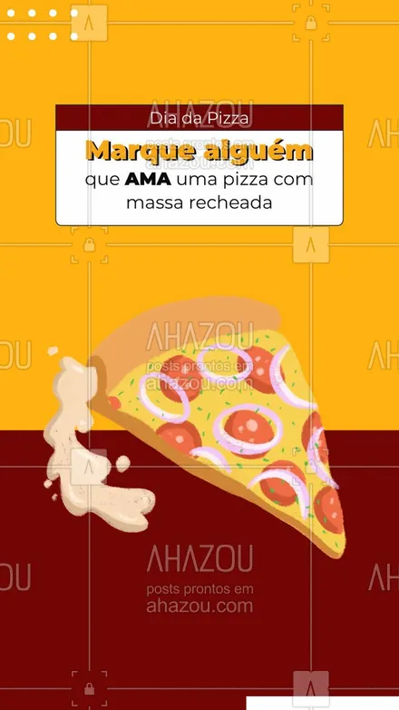 posts, legendas e frases de pizzaria para whatsapp, instagram e facebook: Quem é seu @ que só come pizza se a massa for recheada? Marca aí! 😂 #ahazoutaste #pizza  #pizzalife  #pizzaria  #pizzalovers 