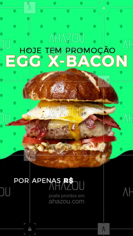 posts, legendas e frases de hamburguer para whatsapp, instagram e facebook: Começou a época de promoções. A promoção de hoje é Egg X-Bacon por apenas R$......
Aproveite ! Peça agora
#ahazoutaste #burger #promocao #comer #instafood
