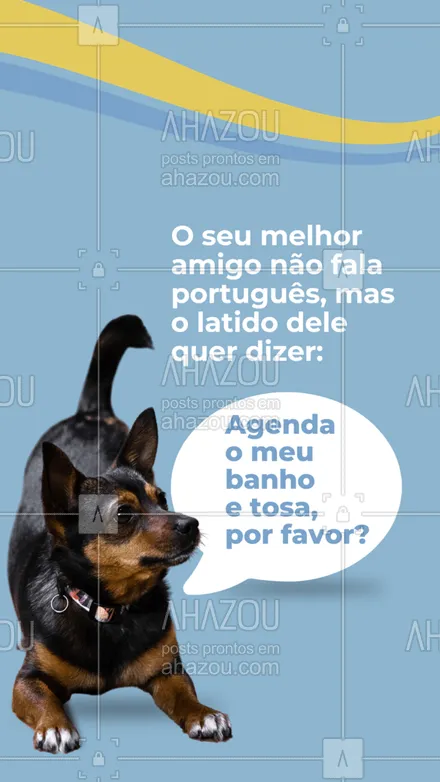 posts, legendas e frases de petshop para whatsapp, instagram e facebook: 🐾 Nós falamos a língua portuguesa e também somos fluentes em cachorrês. 😊

Agende o banho e tosa do seu amigo: 📲 (inserir contato ou direcionamento para a bio). 

#BanhoeTosa #Banho #Tosa #AhazouPet #Aumigo #LoucosporCaes #Caes #Cachorro #PetShop #Pet 
