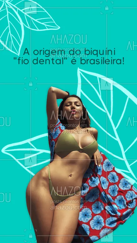 posts, legendas e frases de moda praia para whatsapp, instagram e facebook: Na década de 80, surgiu no Brasil o modelo de biquíni "enroladinho": as mulheres enrolavam as laterais do biquíni para deixá-lo mais cavado! 😜 A prática originou o modelo asa-delta, que evoluiu para o modelo fio dental, fazendo sucesso inicialmente só entre as brasileiras. #AhazouFashion #biquini #fiodental #modapraia #curiosidades #moda #fashion 