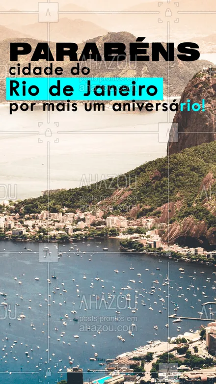 posts, legendas e frases de posts para todos para whatsapp, instagram e facebook: Feliz aniversário, Rio de Janeiro. Que seja um ano repleto de muitas ondas e dias ensolarados. ?️☀️#ahazou #frasesmotivacionais #motivacionais #quote #motivacional #ahazou #ahazou 