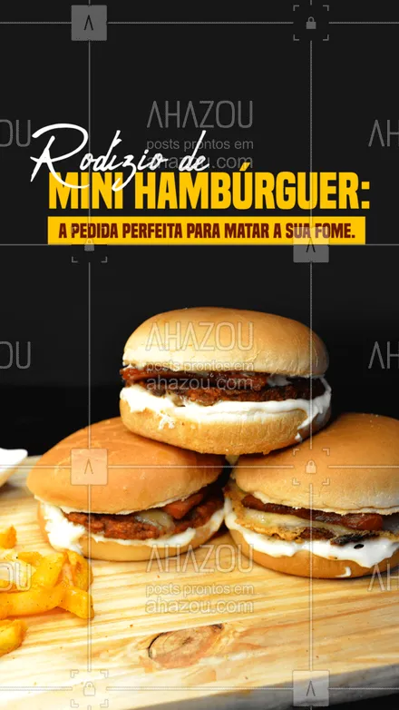 posts, legendas e frases de hamburguer para whatsapp, instagram e facebook: Sabe quando bate aquela fome monstro? Venha matá-la com nosso rodízio perfeito de mini hambúrguer. São inúmeras opções, uma mais deliciosa que a outra. Garantimos que você vai amar. #artesanal #burger #burgerlovers #hamburgueria #ahazoutaste #hamburgueriaartesanal #rodízio #minihambúrguer #sabor #qualidade #opções #cardápio #sabores 





