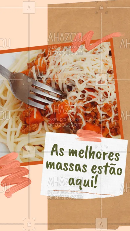 posts, legendas e frases de cozinha italiana para whatsapp, instagram e facebook: Saboreie nossas massas fresquinha feitas com muito amor! #massas #ahazoutaste #macarrao #comidaitaliana
