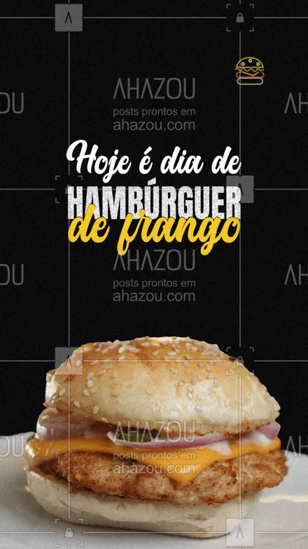 posts, legendas e frases de hamburguer para whatsapp, instagram e facebook: Que tal se deliciar com o melhor hambúrguer de frango que você já provou? Aproveite peça já o seu 😋. #artesanal #burger #burgerlovers #ahazoutaste #hamburgueria #hamburgueriaartesanal #frango #hambúrguerdefrago #sabor #qualidade
