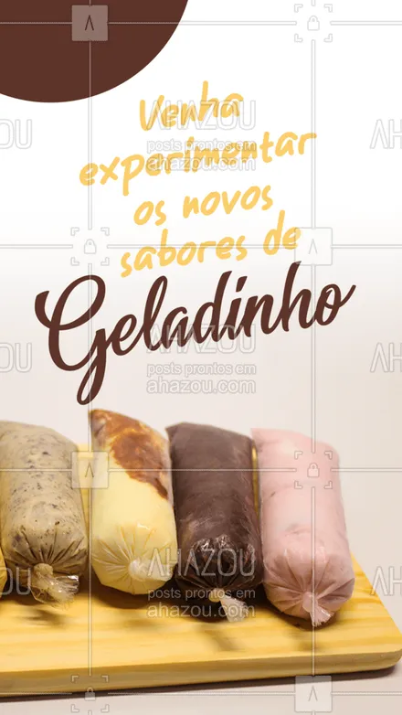 posts, legendas e frases de gelados & açaiteria para whatsapp, instagram e facebook: Estamos com novidades! Venha experimentar os novos sabores de geladinho! (citar novos sabores)
 #ahazoutaste #geladinho #geladinhogourmet #gourmet  #sorveteria