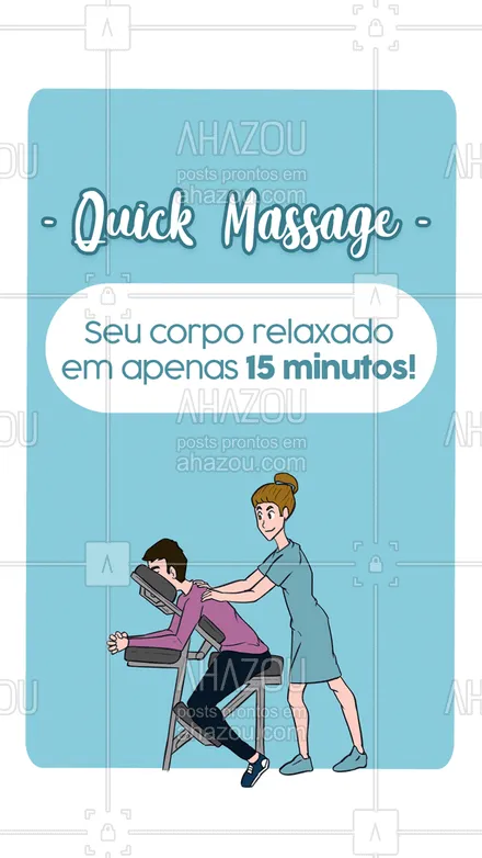 posts, legendas e frases de massoterapia para whatsapp, instagram e facebook: Aproveite os benefícios da Quick Massage! Agende seu horário. Esperamos você.
#AhazouSaude  #quickmassage  #massoterapia  #relax  #massoterapeuta  #massagem 