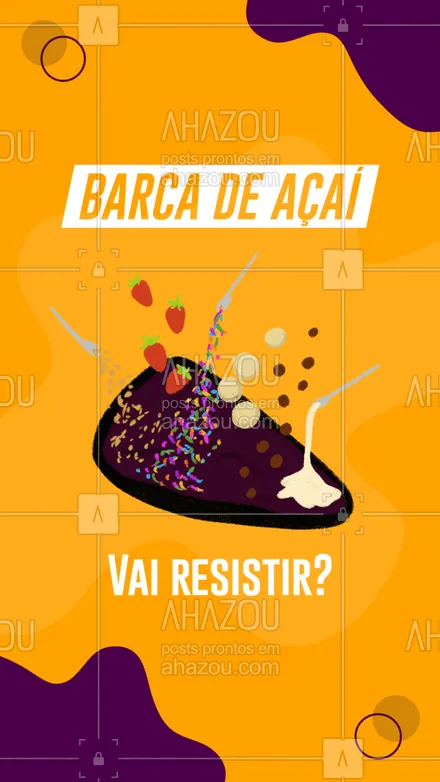 posts, legendas e frases de gelados & açaiteria para whatsapp, instagram e facebook: Nossa Barca de Açaí é praticamente irresistível! Venha experimentar essa delícia! #barcadeacai #acai #ahazoutaste  #gelados #açaí