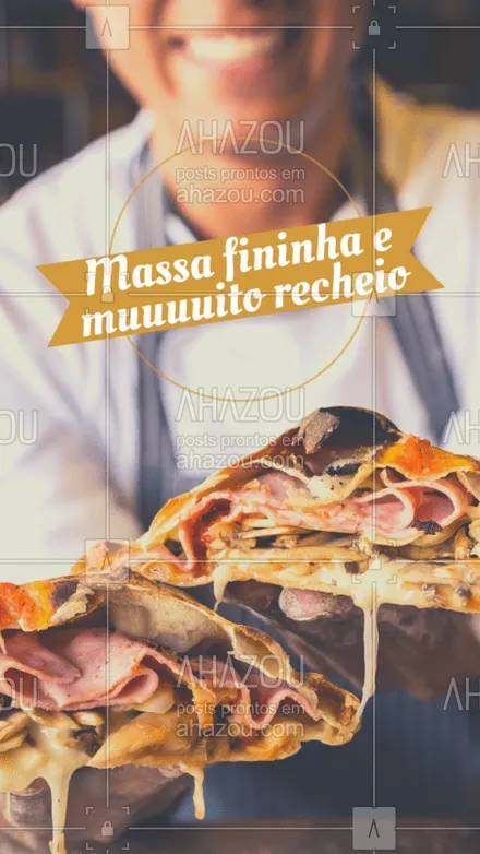 posts, legendas e frases de pizzaria para whatsapp, instagram e facebook: Corre pra cá e experimente os nossos deliciosos calzones! ? #calzone #ahazoutaste #pizzaria