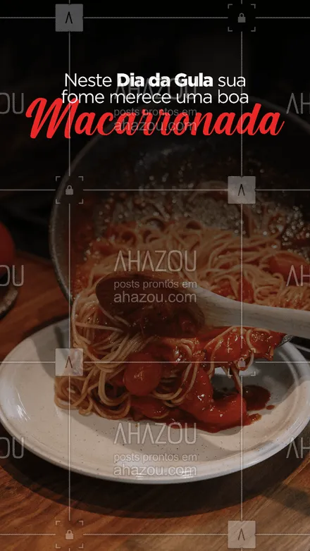 posts, legendas e frases de cozinha italiana para whatsapp, instagram e facebook: Comemore o Dia da Gula em alto estilo com um prato de macarronada da nona! 🍝  #comidaitaliana #cozinhaitaliana #italy #massas #pasta #restauranteitaliano