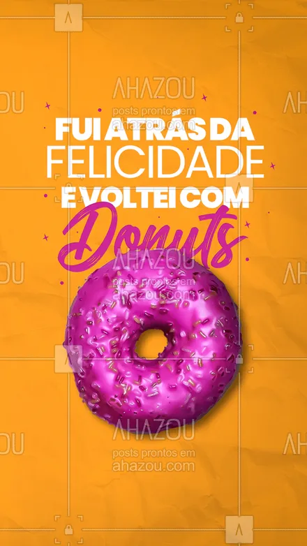 posts, legendas e frases de doces, salgados & festas, confeitaria para whatsapp, instagram e facebook: Já viu alguém comendo donuts triste? ?? Faça sua encomenda! ? (XX) (XXXX-XXXX) #ahazoutaste #confeitaria #confeitariaartesanal #doces #donuts #ahazoutaste 