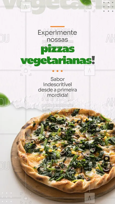posts, legendas e frases de pizzaria para whatsapp, instagram e facebook: Chega de procurar por pizzas vegetarianas de qualidade em vão! Só aqui você encontra as opções mais variadas e deliciosas. Quer conhecer nosso cardápio exclusivo e  veggie? Chame a gente lá no Whatsapp 📱🍕(inserir telefone).


#ahazoutaste #pizzaria  #pizzalovers  #pizzalife  #pizza 