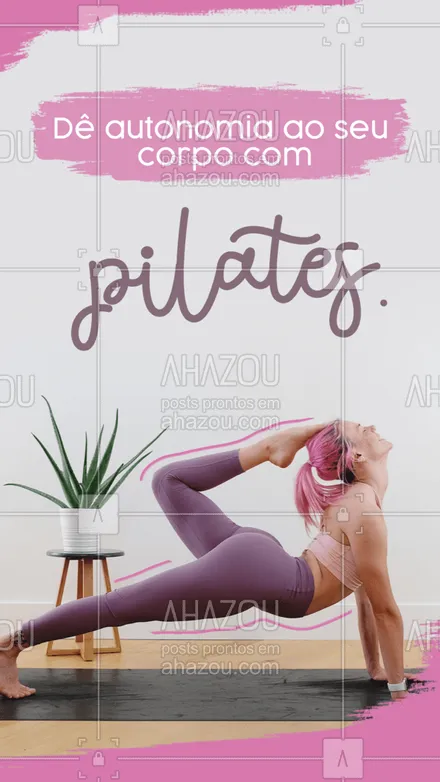 posts, legendas e frases de pilates para whatsapp, instagram e facebook: Venha fazer uma aula experimental e sinta a diferença do Pilates. 😉 #AhazouSaude #fitness  #pilates  #pilatesbody  #pilateslovers  #workout 