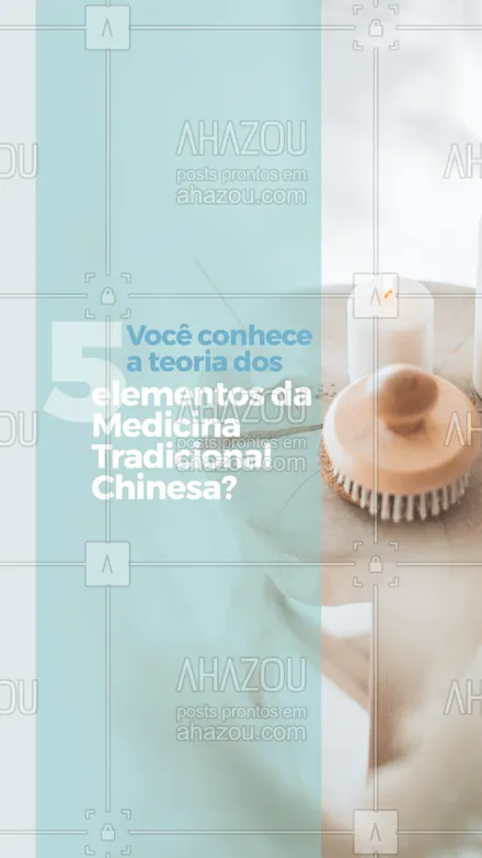 posts, legendas e frases de terapias complementares para whatsapp, instagram e facebook: Você sabia que a Medicina Tradicional Chinesa usa a teoria dos 5 elementos da natureza para explicar o funcionamento do corpo humano? Esses elementos são: metal, fogo, água, madeira e terra, e cada um está relacionado com um órgão ou tecido específico. 

#medicinatradicionalchinesa #energia #saúde #AhazouSaude #bemestar #curiosidades #medicina #meditação #cuidados #terapiascomplementares 