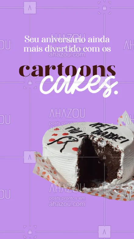 posts, legendas e frases de confeitaria para whatsapp, instagram e facebook: Venha fazer o seu pedido, nós fazemos todos os tipos de personagens. Sua festa ainda mais divertida com os nossos bolos. #ahazoutaste #bolo #cartoon #cake #confeitaria #convite #doces