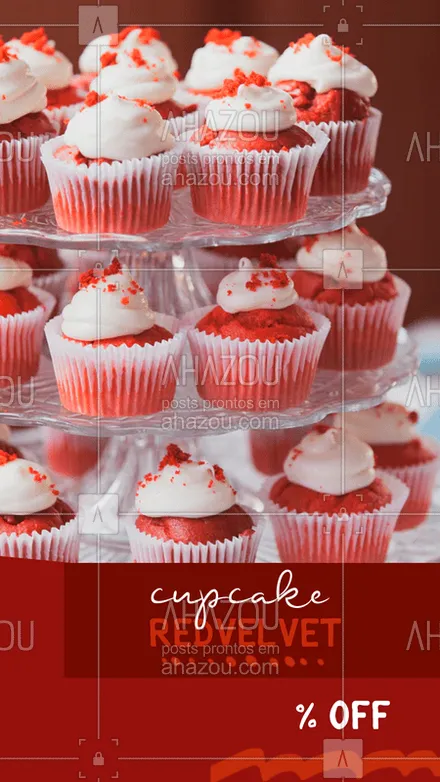 posts, legendas e frases de doces, salgados & festas para whatsapp, instagram e facebook: Que red velvet é bom a gente já sabe, mas e cupcake de red velvet em promoção? Não poderia ser melhor!
#redvelvet #cupcake #cake #bolo #festa #ahazoutaste