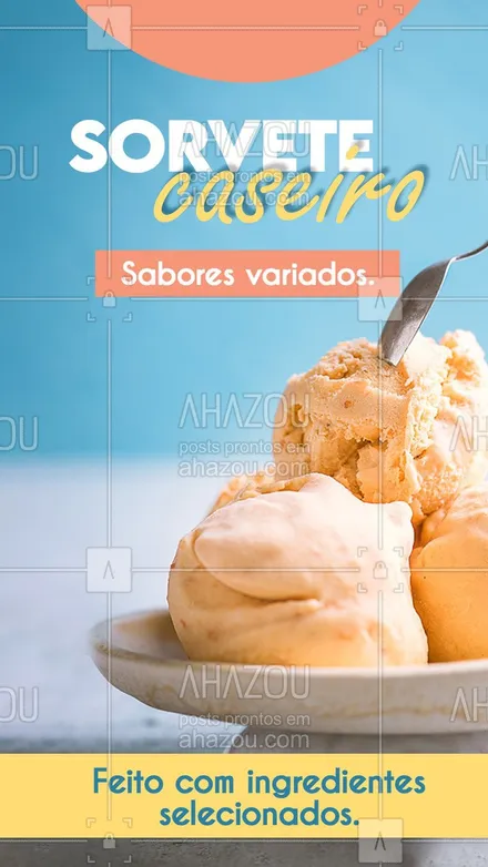 posts, legendas e frases de gelados & açaiteria para whatsapp, instagram e facebook: Nosso sorvete é feito totalmente de forma artesanal, com ingredientes de qualidade.
O que confere um sabor e textura inagualáveis.
Experimente!
#ahazoutaste #sorvetecaseiro #sorveteartesanal  #sorvete  #sorveteria 