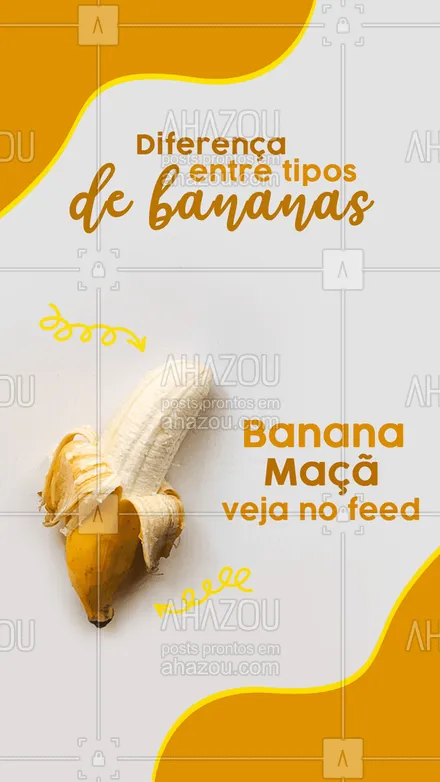 posts, legendas e frases de hortifruti para whatsapp, instagram e facebook: Você sabe a diferença entre a banana maçã das demais? Eu te falo! O que é mais marcante dessa banana é o perfume, que tras a lembrança da maçã. Ela é a banana mais fácil de digerir, ótima para bebês e idosos, ela tabém possui a polpa bem macia e branquinha. Gostou? Manda para um amigo que não sabe ainda 😉  #ahazoutaste #bananas #bananamaçã #tiposdebananas #frutas  #mercearia  #hortifruti 