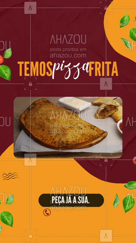 posts, legendas e frases de pizzaria para whatsapp, instagram e facebook: Venha experimentar e saborear a nossa pizza frita. Também fazemos entrega. Peça já a sua. #ahazoutaste #pizzaria #convite #pizzafrita #pizza #pizzalovers 