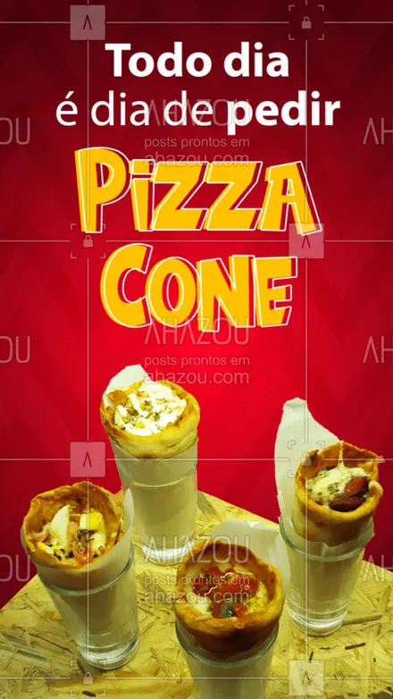 posts, legendas e frases de pizzaria para whatsapp, instagram e facebook: Se é pra comer pizza cone, me chama que eu vou! ?? #PizzaCone #Pizza #ahazoutaste #TodoDiaÉDia  #pizzalovers