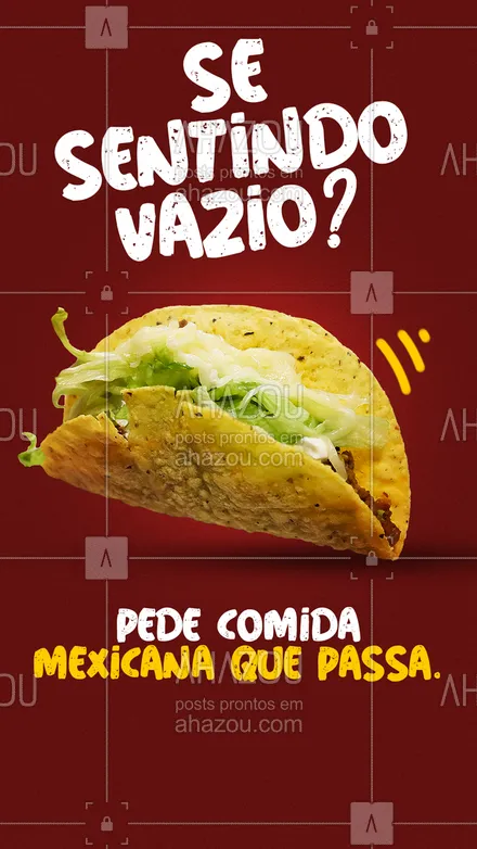 posts, legendas e frases de cozinha mexicana para whatsapp, instagram e facebook: A gente vai te preencher, te esquentar e alegrar. Peça já sua comida mexicana favorita. 🌶️😋 #ahazoutaste #comidamexicana #cozinhamexicana #tacos #nachos #burrito #deliverymexicano #pratosmexicanos
