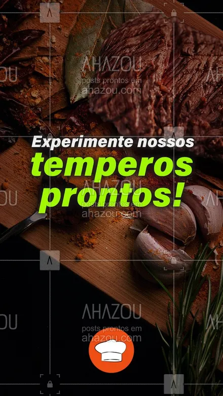 posts, legendas e frases de açougue & churrasco para whatsapp, instagram e facebook: Seu churrasco vai ficar mais fácil com os nossos temperos prontos! Experimente e facilite sua vida! #ahazoutaste  #churrasco #açougue