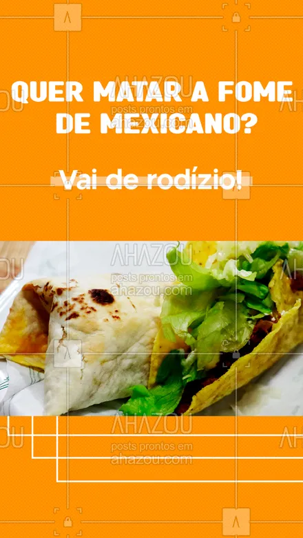 posts, legendas e frases de cozinha mexicana para whatsapp, instagram e facebook: Nosso rodízio tex mex é a sensação da região! Venha saborear diversos pratos mexicanos e coma o quanto você aguentar por apenas R$xx,xx. #ahazoutaste #comidamexicana  #cozinhamexicana  #nachos  #texmex  #vivamexico #rodízio