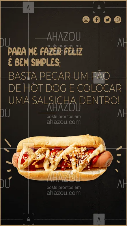 posts, legendas e frases de hot dog  para whatsapp, instagram e facebook:  E se não for pedir demais, uns acompanhamentos também! 😋🌭
#cachorroquente #hotdog #ahazoutaste  #hotdoglovers #hotdoggourmet