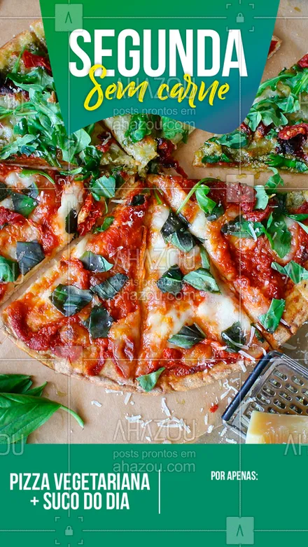 posts, legendas e frases de pizzaria para whatsapp, instagram e facebook: Que tal provar algo diferente hoje?   #vegan  #vegetarian #segundasemcarne   #gastronomia  #pizza #ahazou  