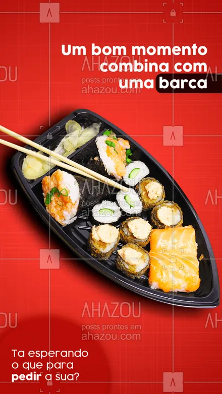 posts, legendas e frases de cozinha japonesa para whatsapp, instagram e facebook: Viva os bons momentos da melhor forma possível, e os bons momentos se tornam melhores quando você tem uma barca delicioso e fresquinha só te esperando. ? #ahazoutaste  #japa #sushidelivery #sushitime #japanesefood #comidajaponesa #sushilovers #sushi #barca #momentos #pedido #entrega #frescos #deliciosos 