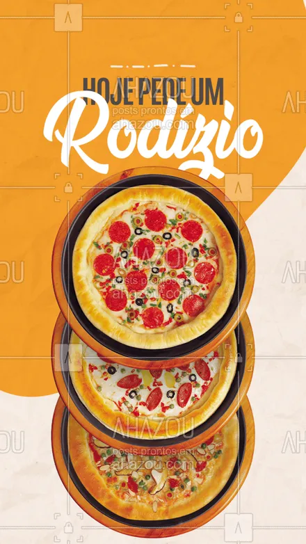 posts, legendas e frases de pizzaria para whatsapp, instagram e facebook: Que tal um rodízio para hoje? Visites-nos: [INSERIR ENDEREÇO] ? 
 #ahazoutaste  #pizzalife #pizzalovers #pizza #pizzaria #rodizio