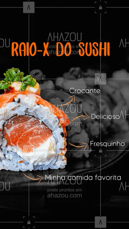 posts, legendas e frases de cozinha japonesa para whatsapp, instagram e facebook: Pra celebrar este Dia do Sushi preparamos um verdadeiro raio x digno de sua gostosura.?❤️ Quem aí vai marcar alguém pra comprovar a nossa teoria??

#DiadoSushi #Sushi #AmoSushi #AhazouTaste #Gastronomia #ComidaJaponesa
