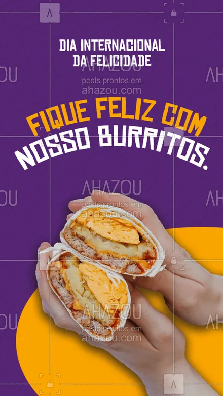 posts, legendas e frases de cozinha mexicana para whatsapp, instagram e facebook: Burritos são a tradução de felicidade em forma de comida.
Peça o seu e se apaixone.

#ahazoutaste  #cozinhamexicana  #comidamexicana  #nachos  #vivamexico  #texmex 