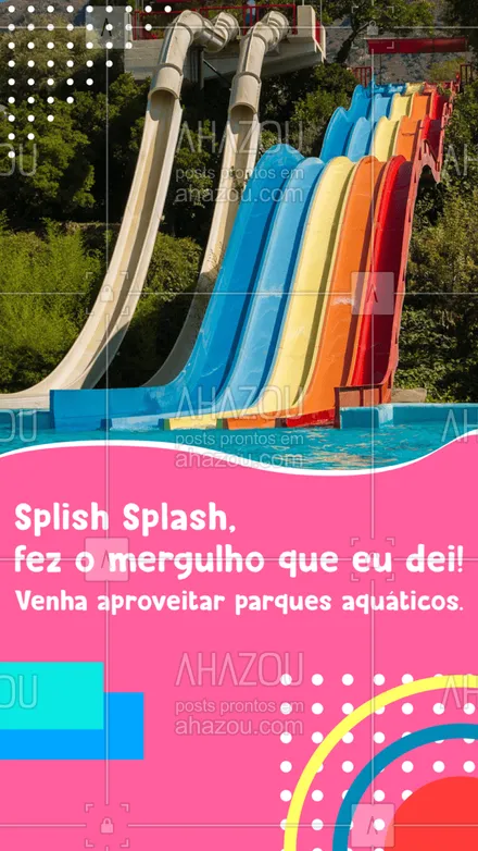 posts, legendas e frases de agências & agentes de viagem para whatsapp, instagram e facebook: 💦 Vem aproveitar o seu final de semana em um incrível parque aquático. Refresque esse calor e renove a marquinha de roupa de banho! 💦 #AhazouTravel #agenciadeviagens #trip #viagem #viagempelobrasil #viagens #viajar #parque #parqueaquático #piscina #AhazouTravel 