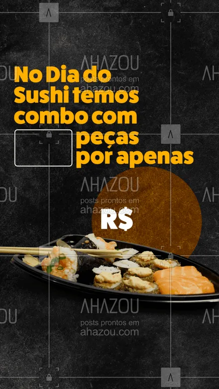 posts, legendas e frases de cozinha japonesa para whatsapp, instagram e facebook: Vocês não acharam que a gente ia deixar essa data passar em branco, né?! ?
No dia do Sushi tem promo especial por aqui: Combo com (X) peças por apenas R$ XX,XX! 
Faça o seu pedido! 

#sushi #DiaDoSushi #ComidaJaponesa #ahazoutaste  #japanesefood #sushitime #sushidelivery #japa #sushilovers