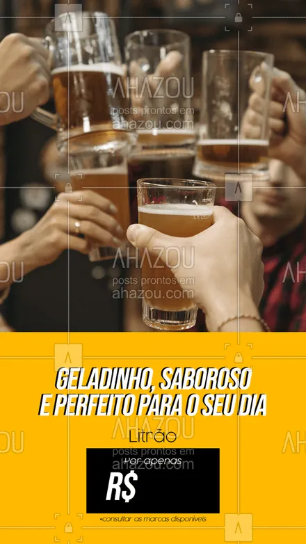 posts, legendas e frases de bares para whatsapp, instagram e facebook:  Já imaginou essa delícia para refrescar seu dia?🤤 Aproveite nossa promoção e faça isso se tornar realidade. #bar #ahazoutaste#promoção #pub #cerveja #litrão