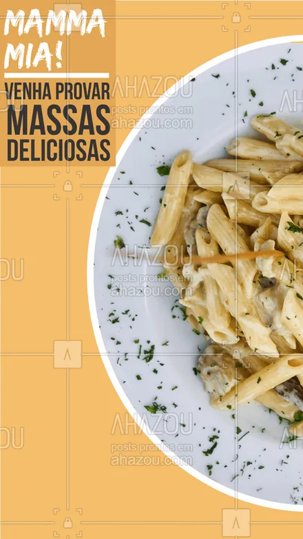 posts, legendas e frases de cozinha italiana para whatsapp, instagram e facebook: Hmmm que tal experimentar nossas massas? Você vai se apaixonar! #massas #ahazoutaste #comidaitaliana #italiana