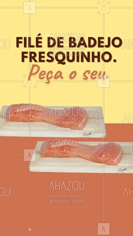 posts, legendas e frases de peixes & frutos do mar para whatsapp, instagram e facebook: Aqui tem filé de Badejo.
Para quem gosta de um filé de peixe sem espinhos. Aproveite!
#ahazoutaste  #peixes  #pescados  #foodlovers  #delivery #filedepeixe #filedebadejo