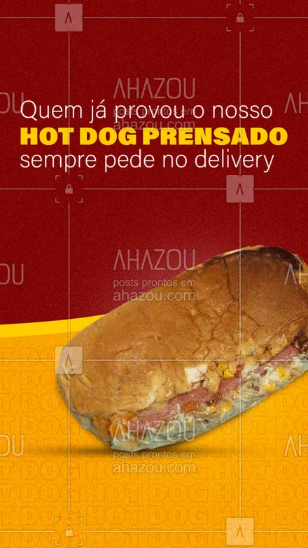 posts, legendas e frases de hot dog  para whatsapp, instagram e facebook: E aí, você já provou? Ainda NÃO? Então pede no delivery. ? #hotdog #delivery #ahazoutaste 
