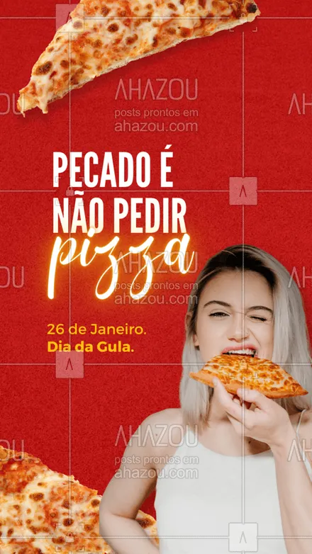 posts, legendas e frases de pizzaria para whatsapp, instagram e facebook: Vai cometer esse pecado? #ahazoutaste #pizza #pizzaria #pecado #diadagula #gula