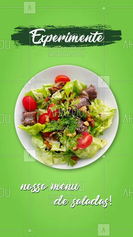 posts, legendas e frases de marmitas, à la carte & self service, saudável & vegetariano para whatsapp, instagram e facebook: Você já conhece nosso menu de saladas? Uma opção mais saborosa que a outra! #salada #comidadeverdade #ahazoutaste #fit #saudavel