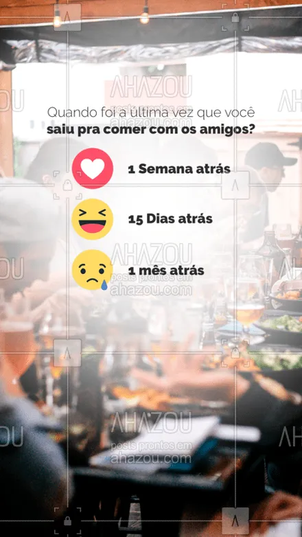 posts, legendas e frases de assuntos variados de gastronomia para whatsapp, instagram e facebook: Quando foi? Conta aqui pra gente! ??
#ahazoutaste #enquete #delicia #food 