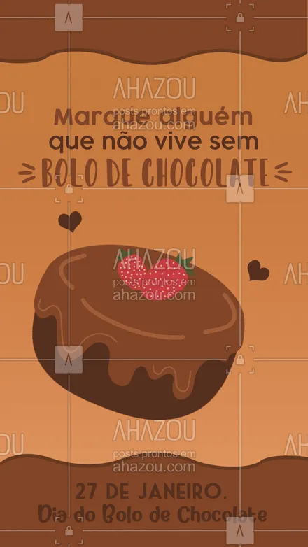 posts, legendas e frases de assuntos variados de gastronomia para whatsapp, instagram e facebook: E você, também não vive sem bolo de chocolate? #ahazoutaste #marqueumamigo #bolodechocolate #chocolate #bolos